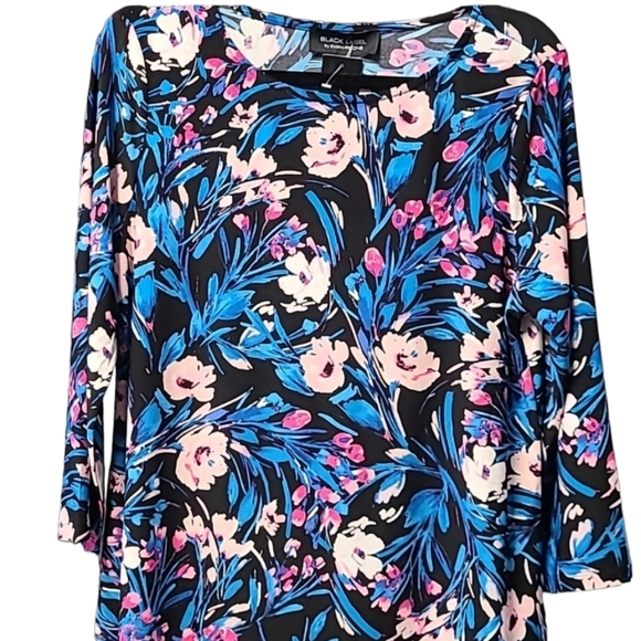 BLACK LABEL BY EVAN PICONE WOMANS BEAUTIFUL FLORAL TOP SIZE LARGE - Picture 1 of 14